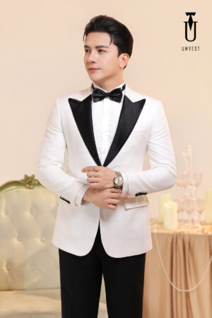 Tuxedo Trắng Ve Nhọn Đen