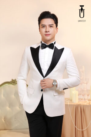 Tuxedo Trắng Ve Nhọn Đen