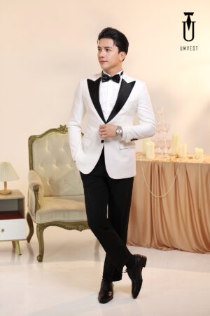 Tuxedo Trắng Ve Nhọn Đen
