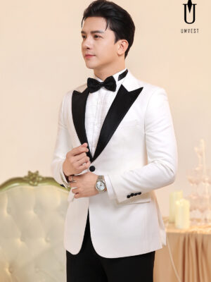 Tuxedo Trắng Ve Nhọn Đen