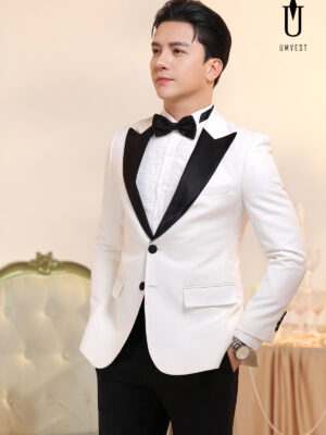 Tuxedo Trắng Ve Nhọn Đen