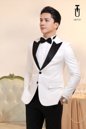 Tuxedo Trắng Ve Nhọn Đen