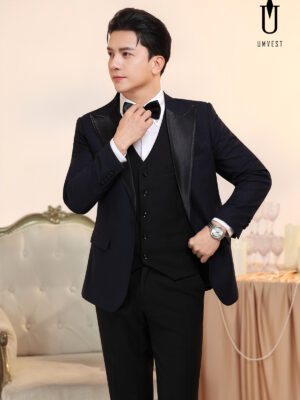 Tuxedo Xanh Nhu Phối Quần Gile Đen