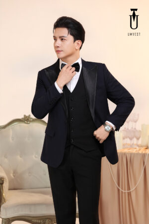 Tuxedo Xanh Nhu Phối Quần Gile Đen