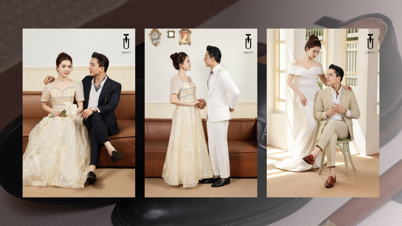 Giày da phối với vest chú rể