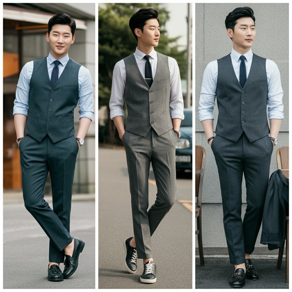 Phối Đồ Với Quần Tây Vest Nam Hàn Quốc: Chuẩn Soái Ca Đa Phong Cách