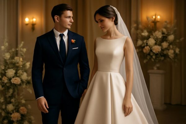 C&aacute;ch chọn m&agrave;u vải may vest cưới nam theo tổng thể lễ cưới