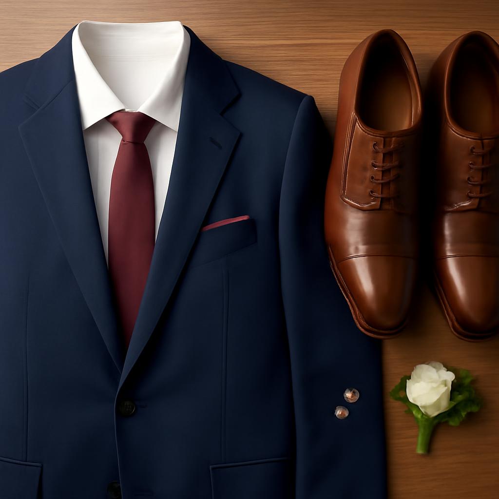 Phối màu vest cưới hài hòa với áo sơ mi và phụ kiện